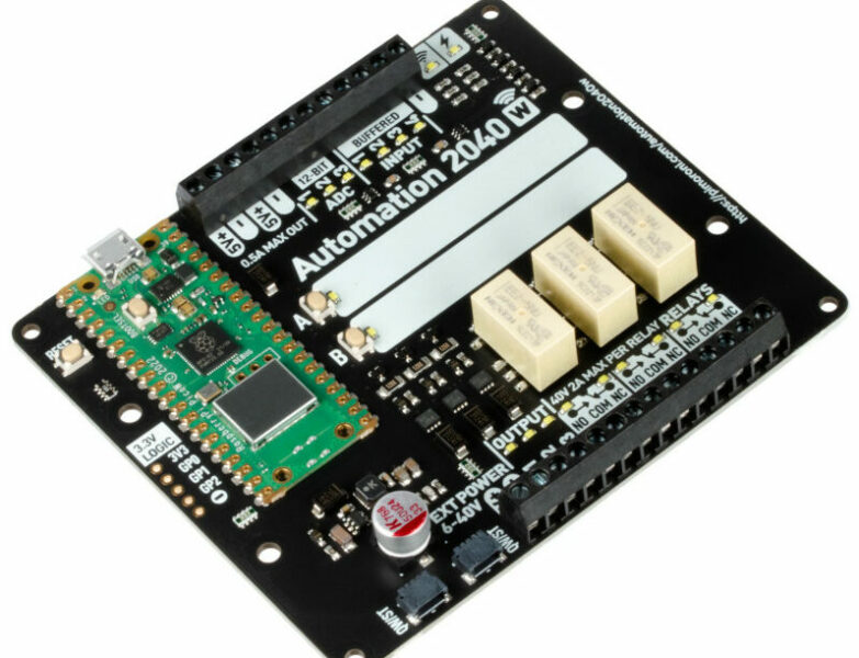 Automation 2040 W is a standalone monitoring and automation board with pre-soldered Pico W